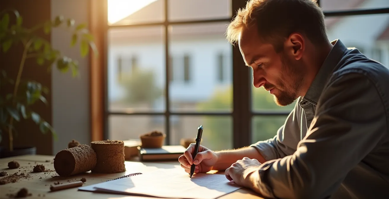 Infographie visuelle montrant les termes techniques géotechniques (indice de plasticité, potentiel de soulèvement au gel, nappe phréatique) traduits en implications concrètes pour la vie dans une maison québécoise