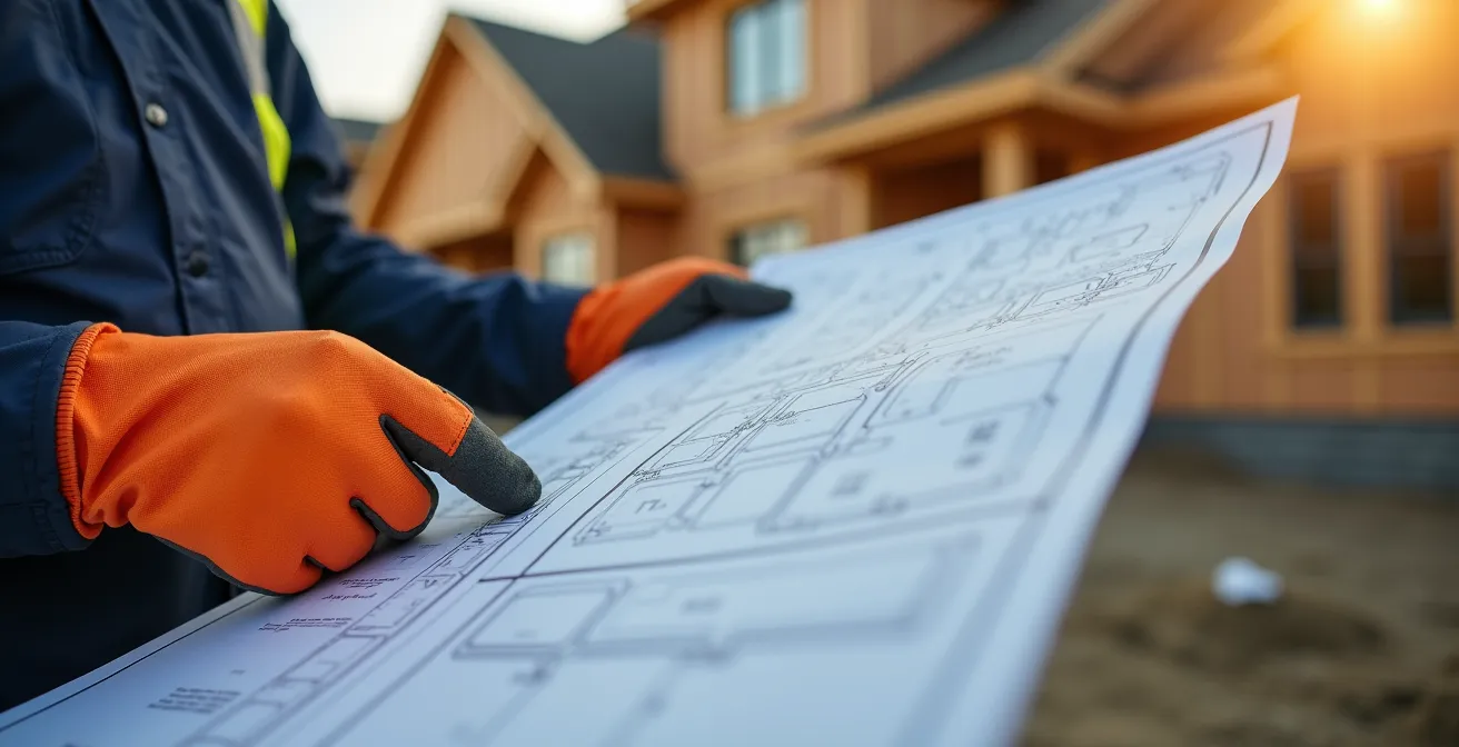 Coupe transversale montrant les réseaux de plomberie et électricité sous une dalle de béton